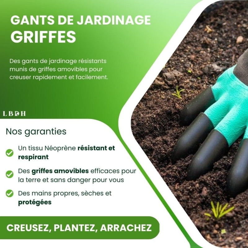 Gants de Jardinage avec Griffes pour Creuser InnovaGoods