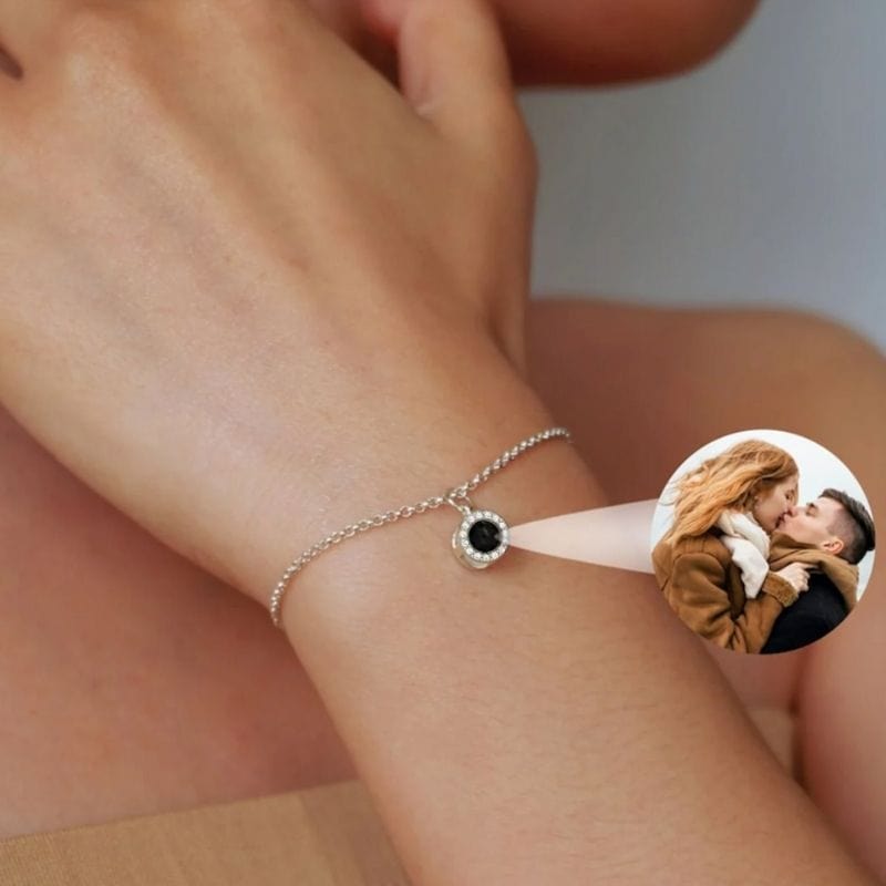 Bracelet photo projection luxe argent porté