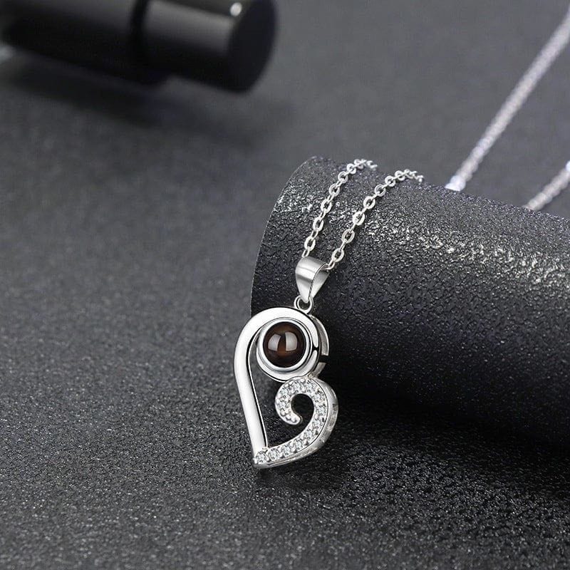 Collier Photo Personnalisée pour Couple argent posé