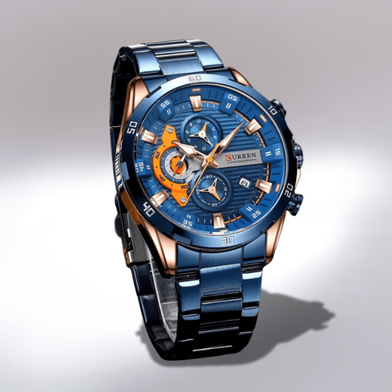 Montre Chronographe en Acier bleu