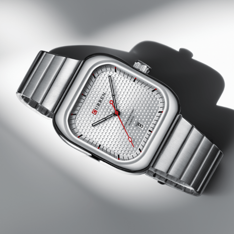 Montre Quartz Carré argent blanc