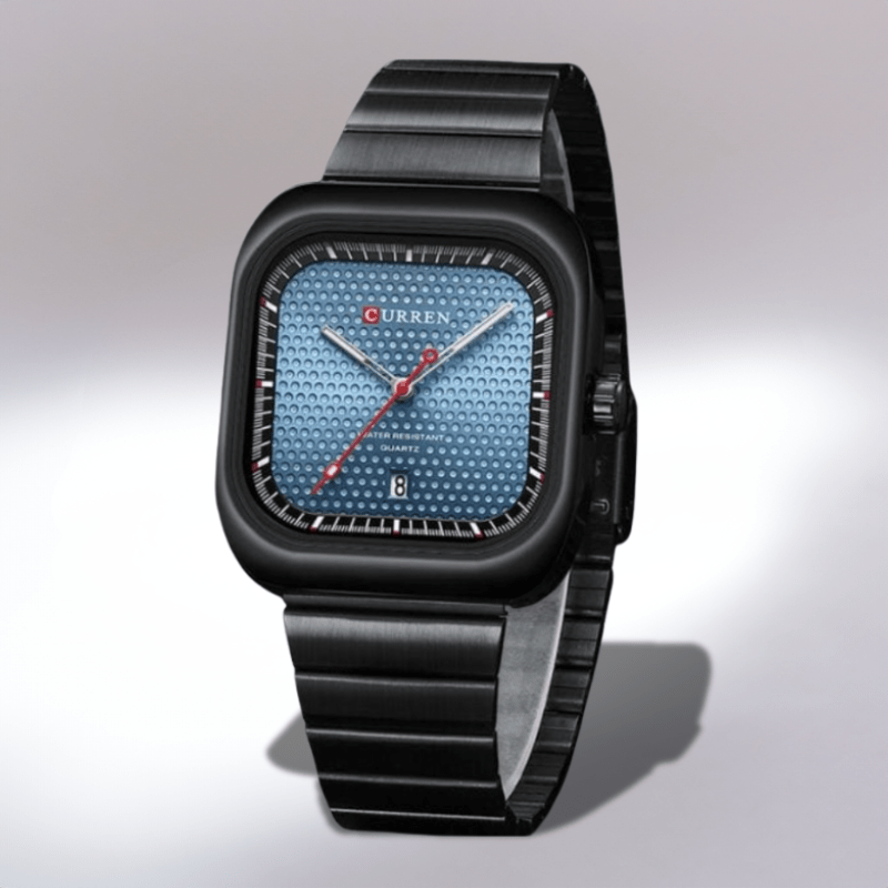 Montre Quartz Carré noir bleu