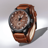 Montre en cuir chronographe marron