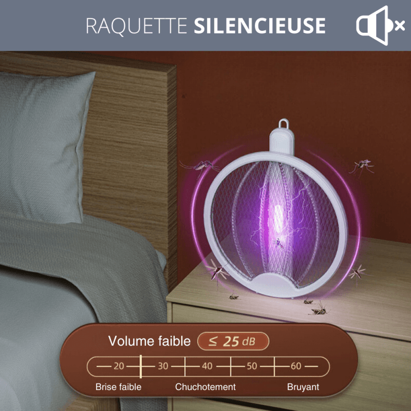 raquette anti moustique rechargeable 3 en 1 silencieuse