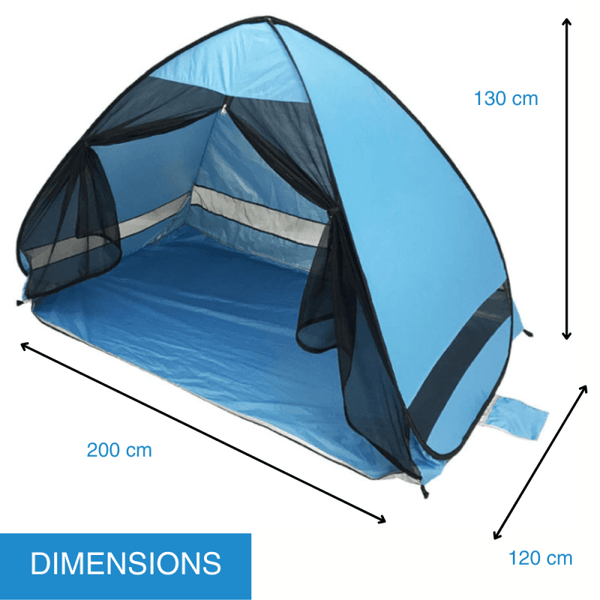 Tente de Plage Anti UV Pop Up 230 cm x 130 cm x 105 cm Bleu + 1 Sac de  transport - Maison Futée