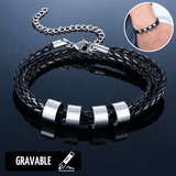 BRACELET EN CUIR A BAGUES GRAVABLES LBDH homme