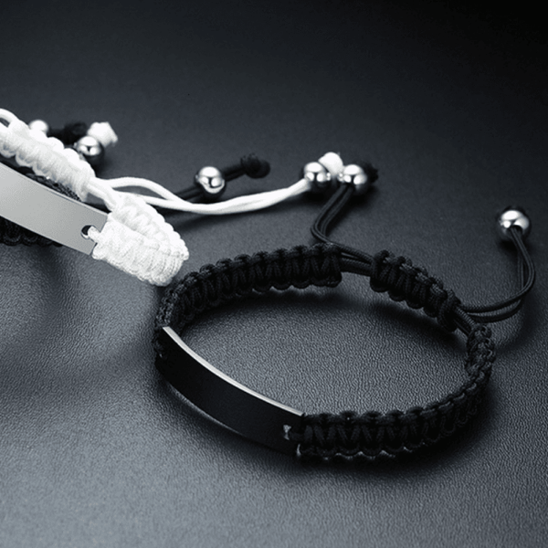 bracelet tissu personnalisé blanc et noir
