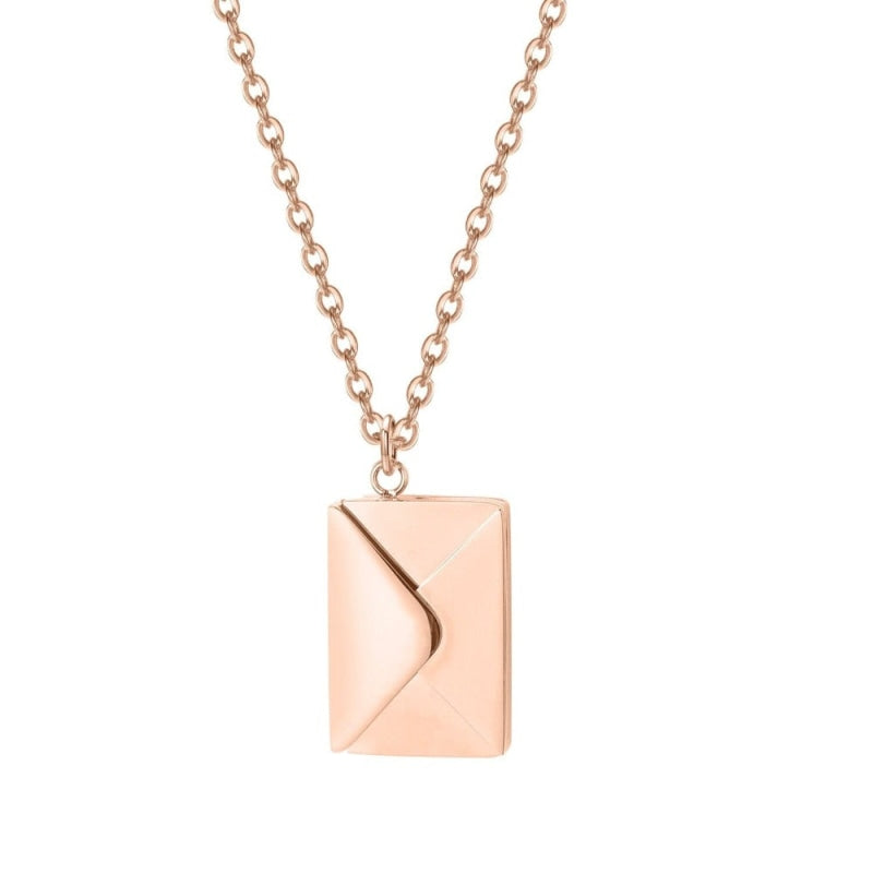 collier et pendentif enveloppe personnalisable or rose