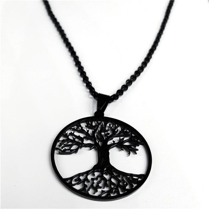 Collier et pendentif arbre de vie noirs