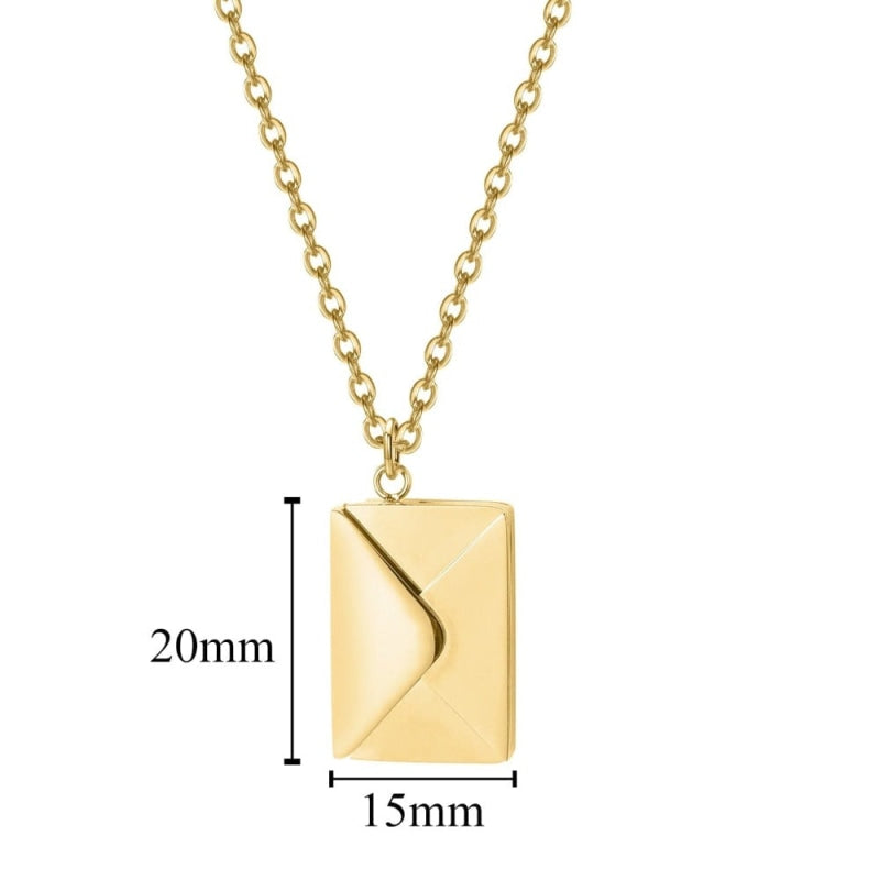 collier et pendentif enveloppe personnalisable or