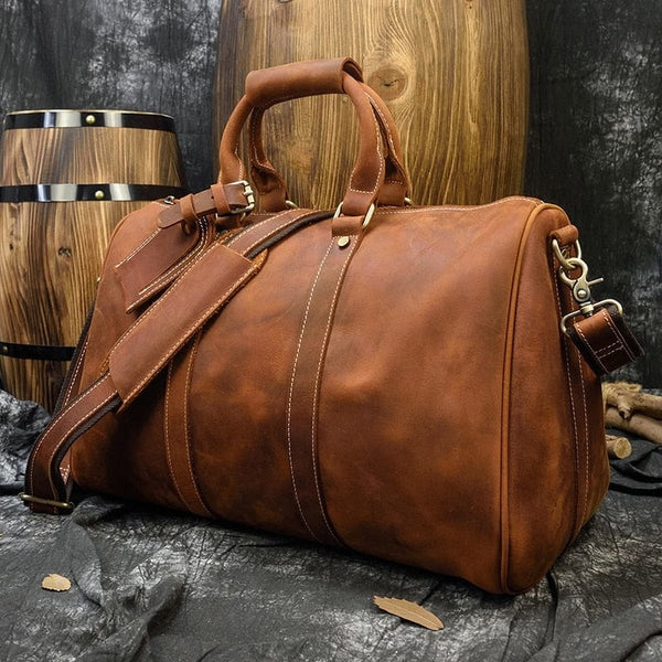 Petit sac de voyage en cuir marron pour homme – La Boutique Des Hommes