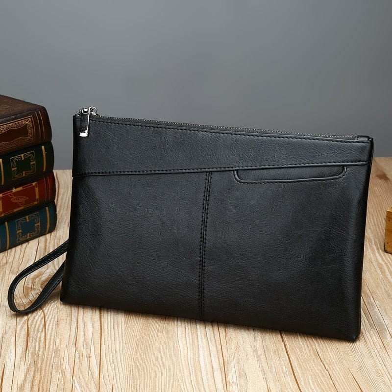 Pochette en cuir noir pour homme