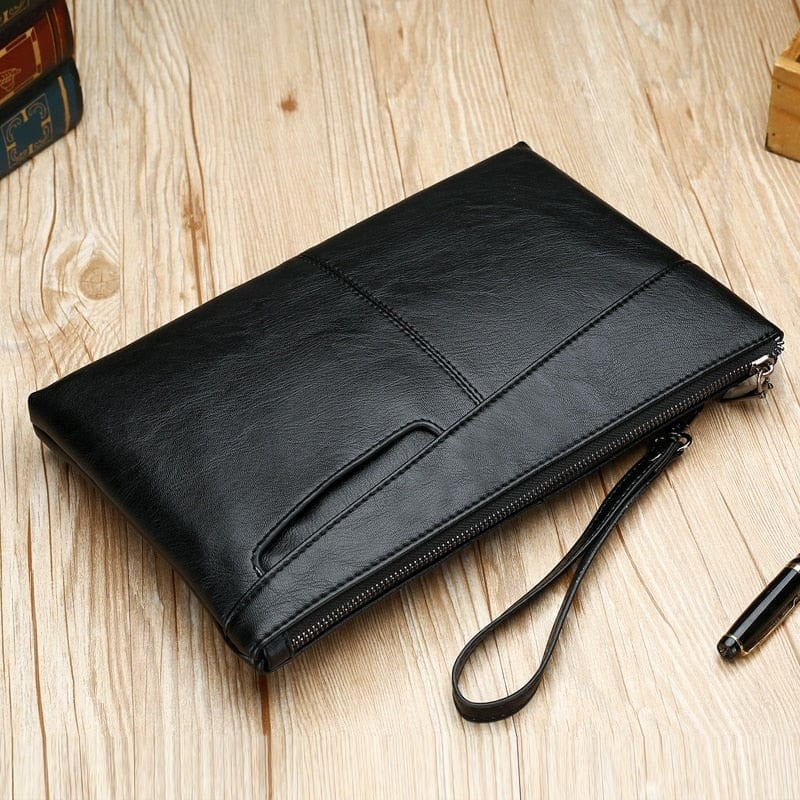 Pochette en cuir noir pour homme