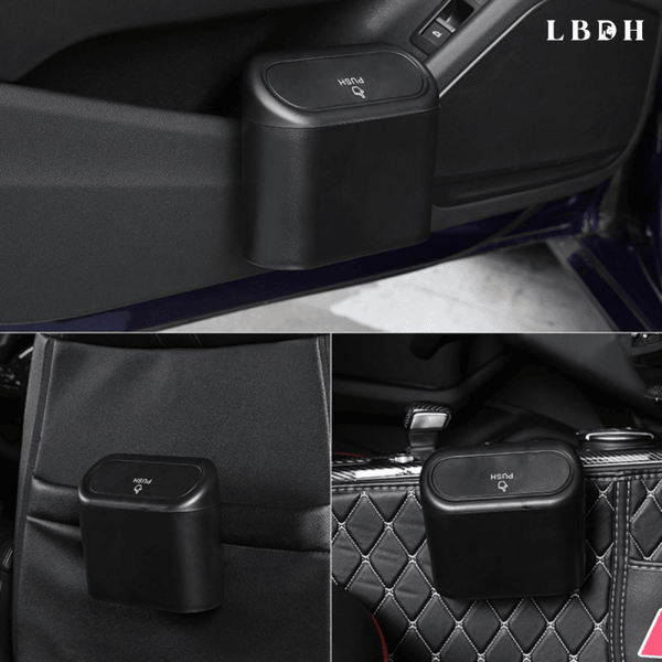 Poubelle de voiture avec couvercle, mini poubelle de voiture avec couvercle  - Appuyez pour ouvrir - Esthétique - Anti-fuite - Portable - Accessoires