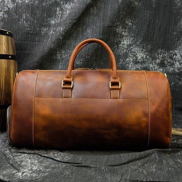 Sac de voyage en cuir vintage marron pour homme – La Boutique Des Hommes