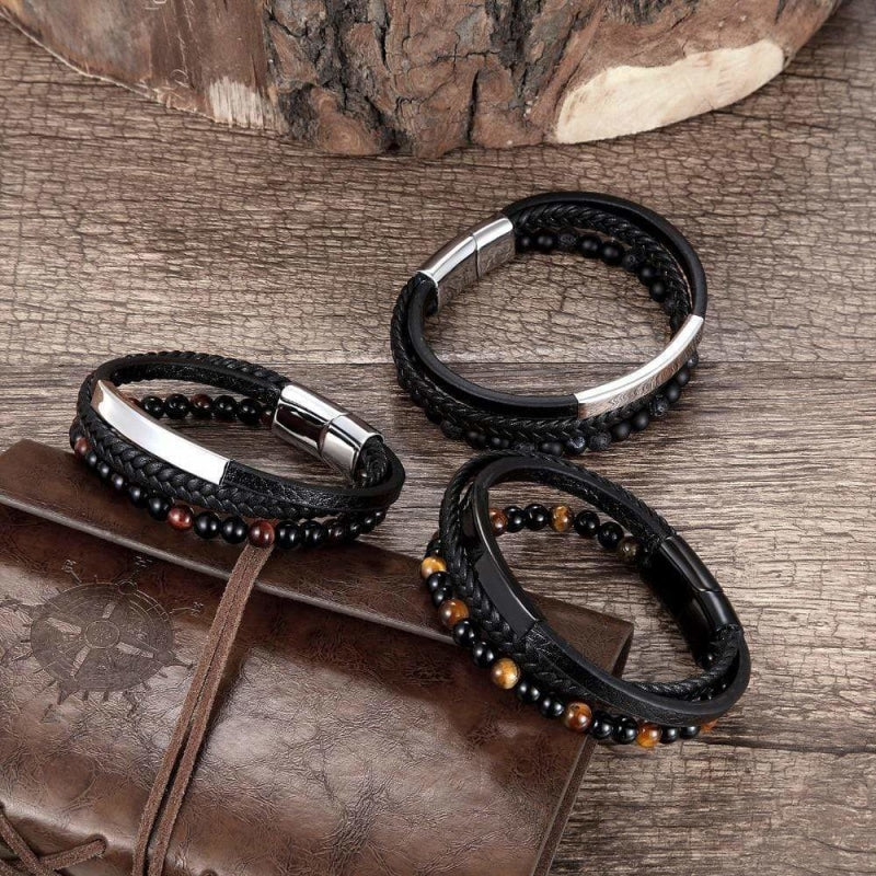 bracelet-cuir-tressé-homme-pierre-multicouches-acier